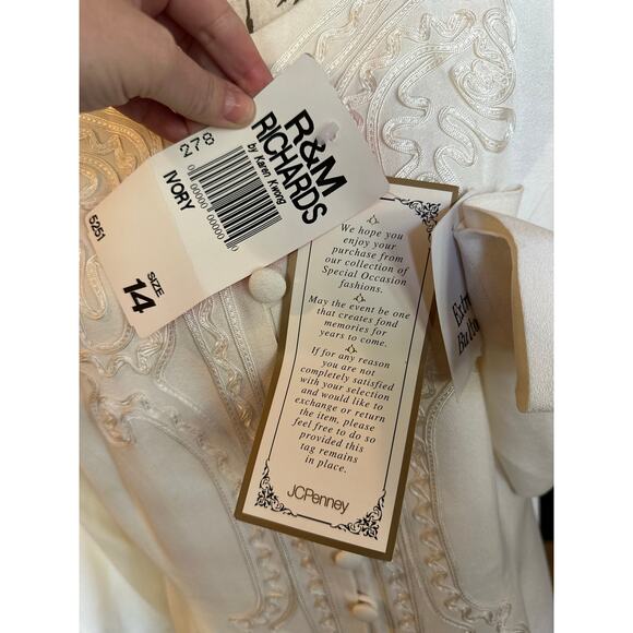 NWT Vintage 90s R&M Richards Cream Embroidered Blazer Size 14 Formal Eveningwear - Picture 6 of 9